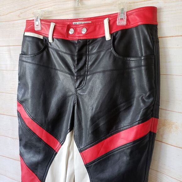 We The Free High Rise Color Block Rebel Vegan Leather Cropped Pants Size 12 - Picture 9 of 15
